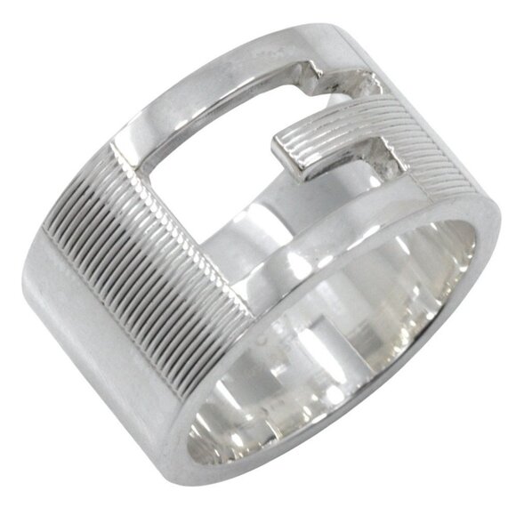 GUCCI Branded G Wide Ring Silver925 #6.4(US Size) 10.8g Women - Picture 1 of 8